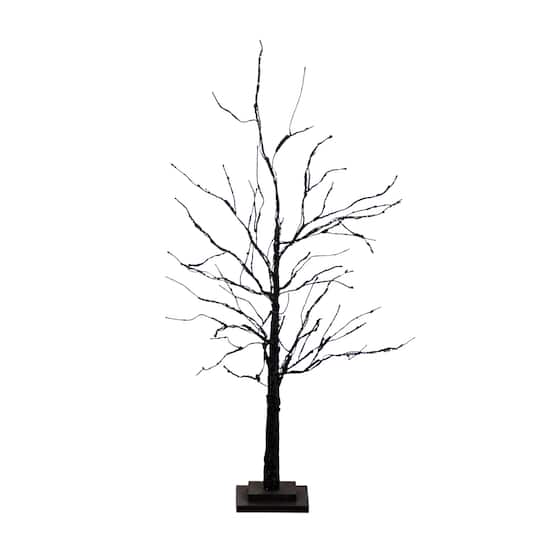 3ft. Pre-Lit Halloween Black Twig Artificial Tree with 80 Orange & Purple LED Lights